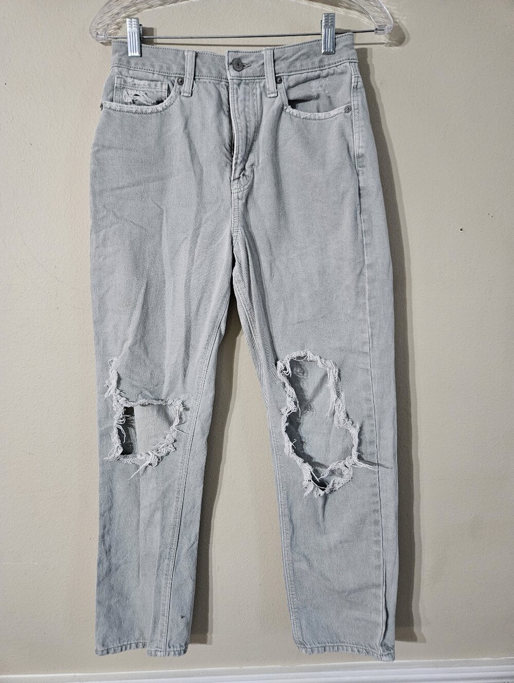 American Eagle Sage Distressed Mom Straight Jeans Size 6